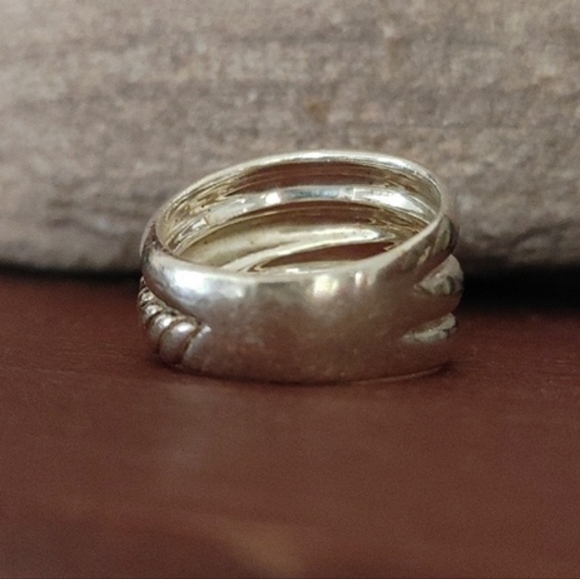 Golden Clef Sterling Ring Twisted Rope Style Arezzo Italy Size 8.5 - Picture 6 of 7